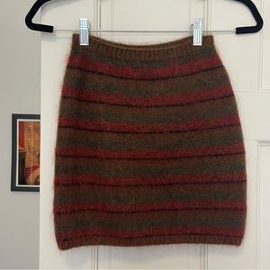 Danielle Guizio Striped Mohair Knit Mini Skirt